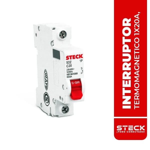 STECK.SDZD61C20 INTERRUPTOR TERMOMAGNETICO UNIPOLAR SDZ 1x20A 10kA@220V 6kA@415V