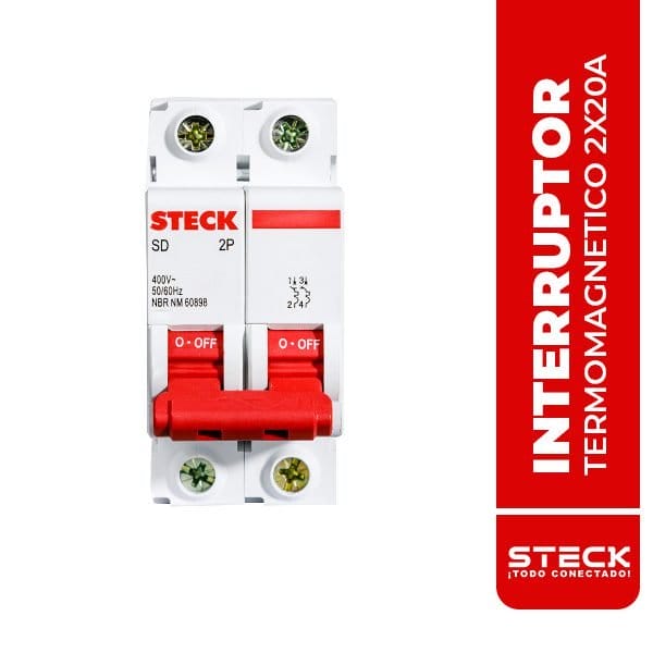 STECK.SDZD62C20 INTERRUPTOR TERMOMAGNETICO BIPOLAR SDZ 2x20A 6kA@415V 10kA@220V