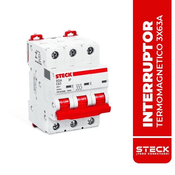 STECK.SDA63C63 INTERRUPTOR TERMOMAGNETICO SDA 3x63A 10kA@415V 20kA@220V