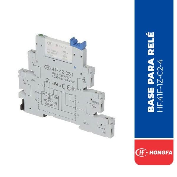 BASE PARA RELÉ AUXILIAR 1NA/NC 230VAC/DC HONGFA