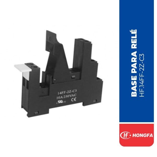 BASE PARA RELÉ AUXILIAR 14FF-2Z-C3 2NA/NC, MARCA  HONGFA