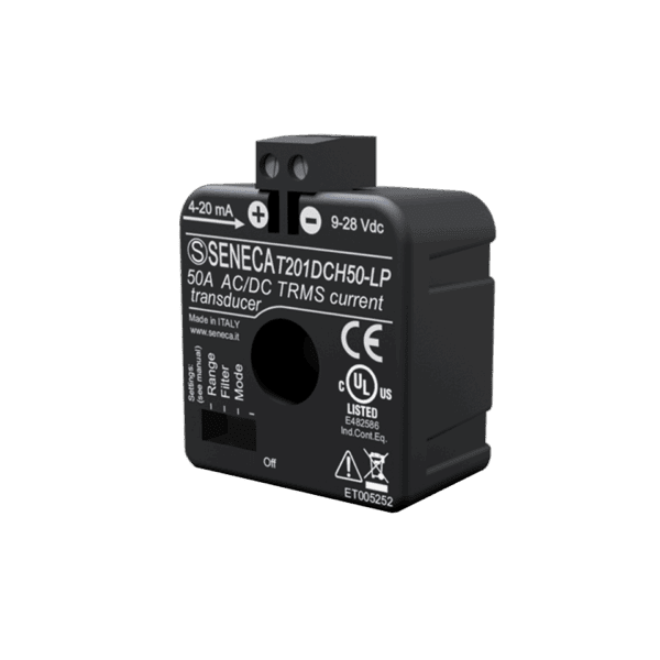Transductor de corriente AC/DC TRMS sin contacto con salida analógica 4..20 mA