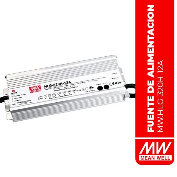 HLG-320H-12A - LED DRIVER 264W 12V 22A IP65 Adj W/Intrl Pot