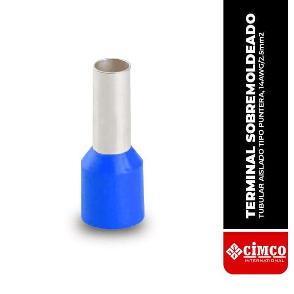 Terminal sobremoldeado tubular aislado tipo puntera (E2508)