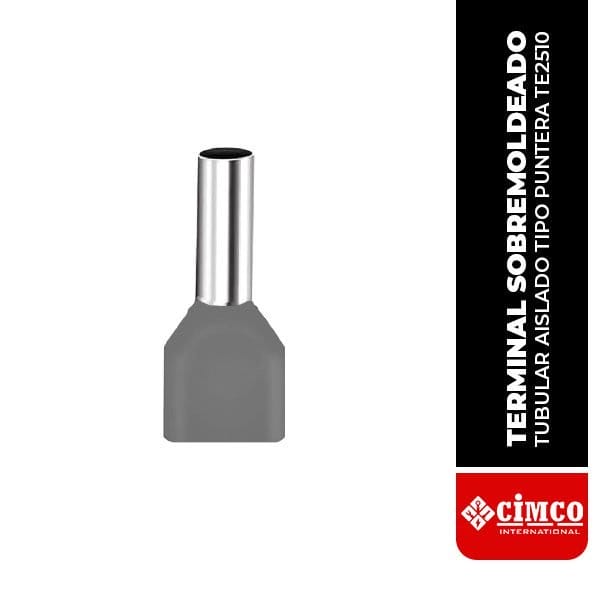Terminal sobremoldeado tubular doble aislado tipo puntero (TE2510)