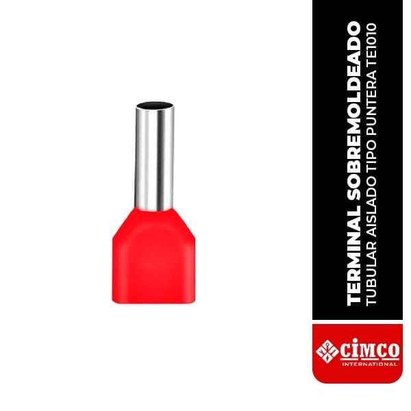 Terminal sobremoldeado tubular doble aislado tipo puntero (TE1010)
