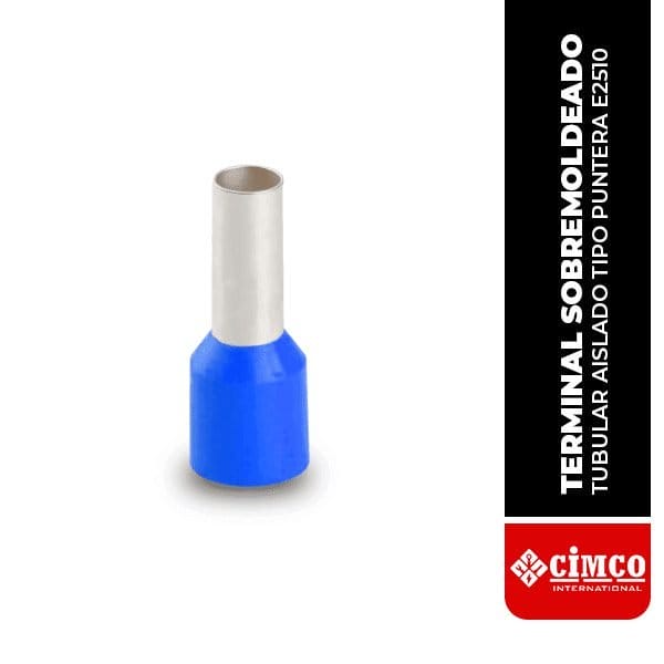 Terminal sobremoldeado tubular aislado tipo puntera (E2510)