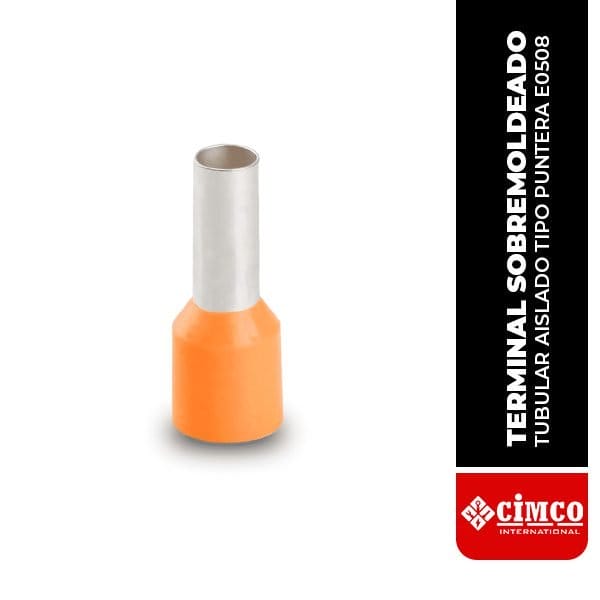 Terminal sobremoldeado tubular aislado tipo puntera (E0508)