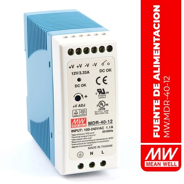 MDR-40-12 - FUENTE DE ALIMENTACIÓN MDR 40W 12V 3.33A