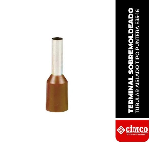 Terminal sobremoldeado tubular aislado tipo puntera (E35-16)
