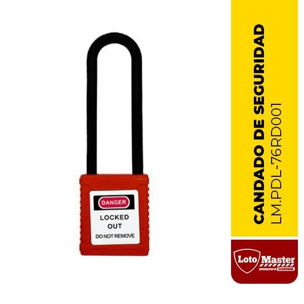 Candado aislado de seguridad, color rojo - LM.PDL-76RD001