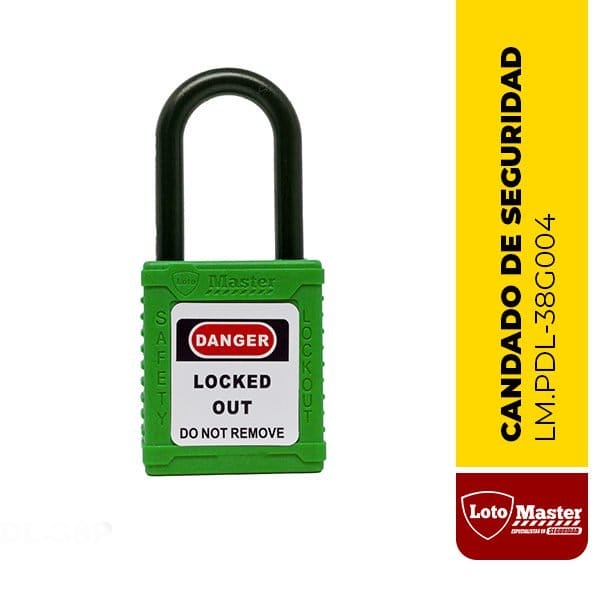 Candado aislado de seguridad, color verde - LM.PDL-38G004