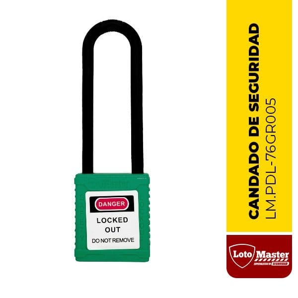 Candado aislado de seguridad, color verde - LM.PDL-76GR005