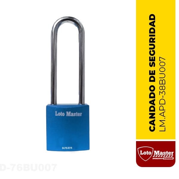 Candado de aluminio de seguridad, 1 1/2", color azul - LM.APD-38BU007