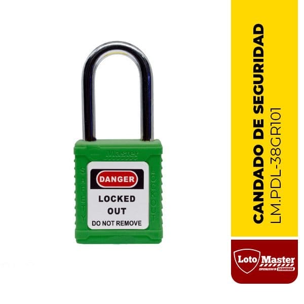 Candado no aislado de seguridad, 1 1/2", color verde - LM.PDL-38GR101