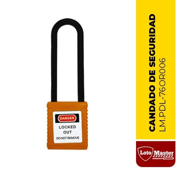 Candado aislado de seguridad, color naranja - LM.PDL-76OR006