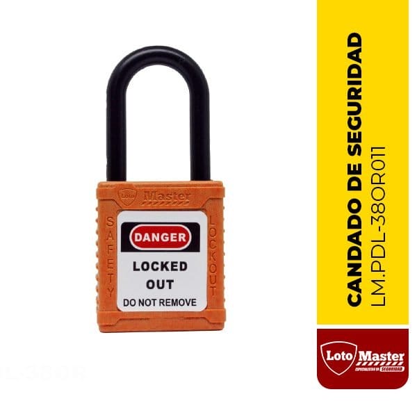 Candado aislado de seguridad, color naranja - LM.PDL-38OR011