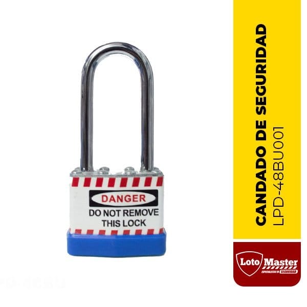 Candado laminado de seguridad, 1.88", color azul - LM.LPD-48BU001