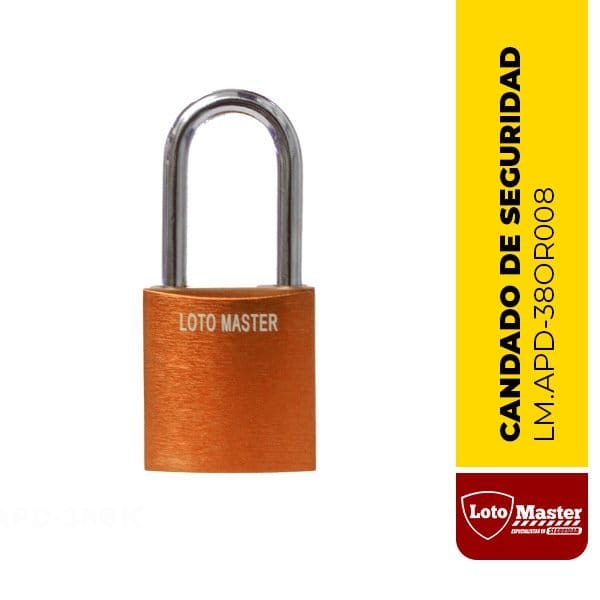 Candado de aluminio de seguridad, 1 1/2", color naranja - LM.APD-38OR008