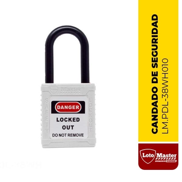 Candado aislado de seguridad, color blanco - LM.PDL-38WH010