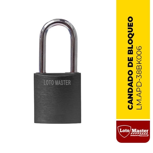 Candado de aluminio de seguridad, 1 1/2", color negro - LM.APD-38BK006