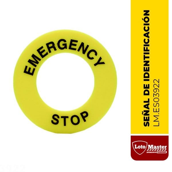SEÑAL DE EMERGENCIA PARA BOTÓN (IDENTIFICACIÓN DE PARADA DE EMERGENCIA) 39x22mm - LM.ES03922