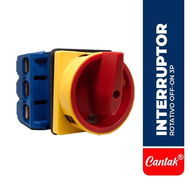 Interruptor Rotativo OFF-ON 3P (64X64MM) 100A, Amarillo/rojo, CTK.LW30-100-300010