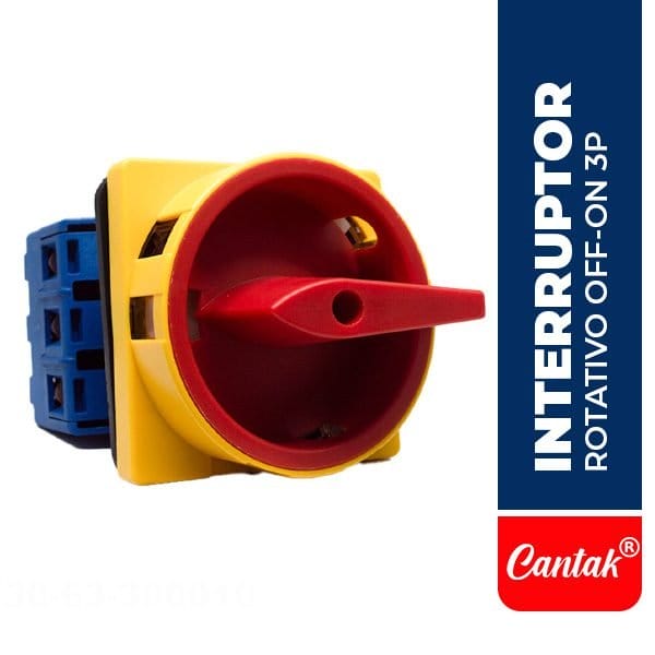 Interruptor rotativo OFF-ON 3P (64X64MM) 63A, Amarillo/Rojo CTK.LW30-63-300010