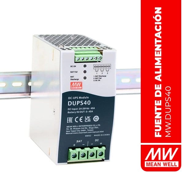 SUMINISTRO DE ENERGÍA ININTERRUMPIBLE (UPS) 24V/40A DIN Rail DC-UPS Module - (DUPS40)