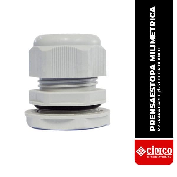 PRENSAESTOPA MILIMETRICA, M20X1.5MM PARA CABLE Ø20, COLOR BLANCO