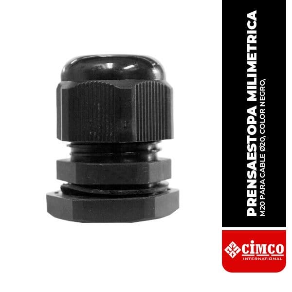 CMC.M20X1.5  MM-BK PRENSAESTOPA MILIMETRICA, M20X1.5MM PARA CABLE Ø20, COLOR NEGRO