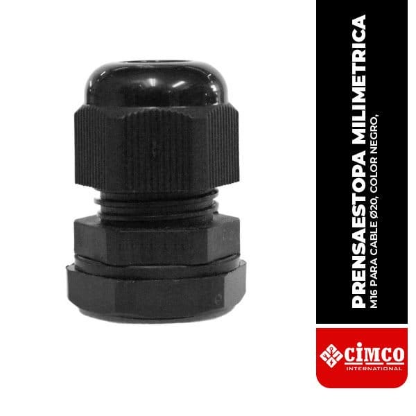 CMC.M16X1.5  MM-BK PRENSAESTOPA MILIMETRICA, M16X1.5MM PARA CABLE Ø16, COLOR NEGRO
