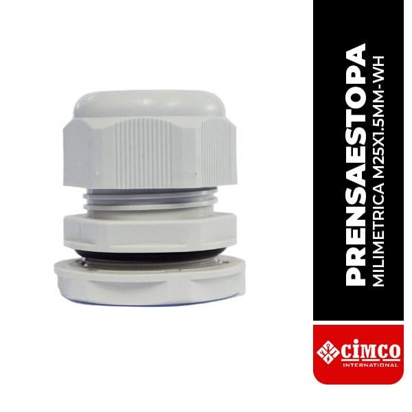 PRENSAESTOPA MILIMETRICA, M25X1.5MM PARA CABLE Ø25, COLOR BLANCO