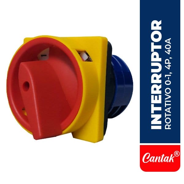 CTK.LW26-40GS-61004 Interruptor rotativo 0-1, 4P, 40A, 64X64MM, AMARILLO/ROJO