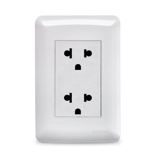STECK.859460U Tomacorriente doble tipo EUR/USA 16A/250VAC - (LYRA)