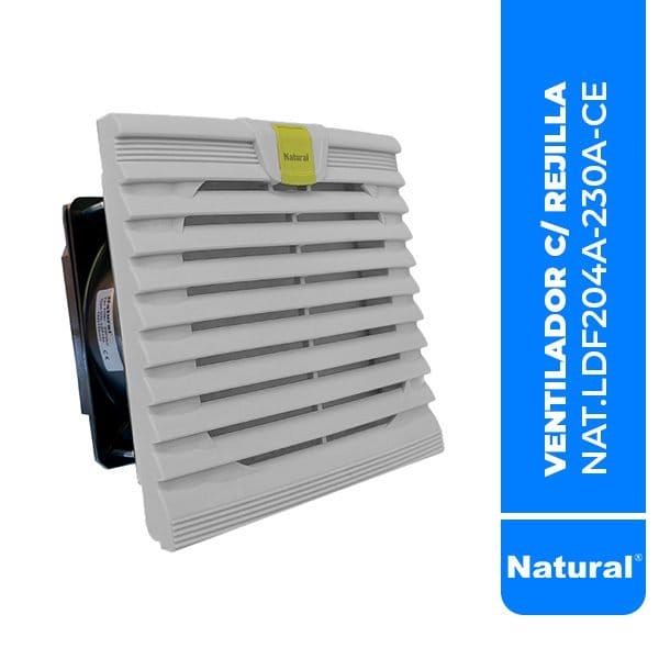 LDF204A-230A-CE VENTILADOR C/ REJILLA Y FILTRO PARA TABLERO C/ CLIP DE FIJACION PARA EL FILTRO, 204x204MM