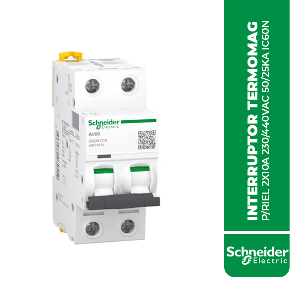 A9F74210 INTERRUPTOR TERMOMAG P/RIEL 2X10A 230/440VAC 50/25KA IC60N