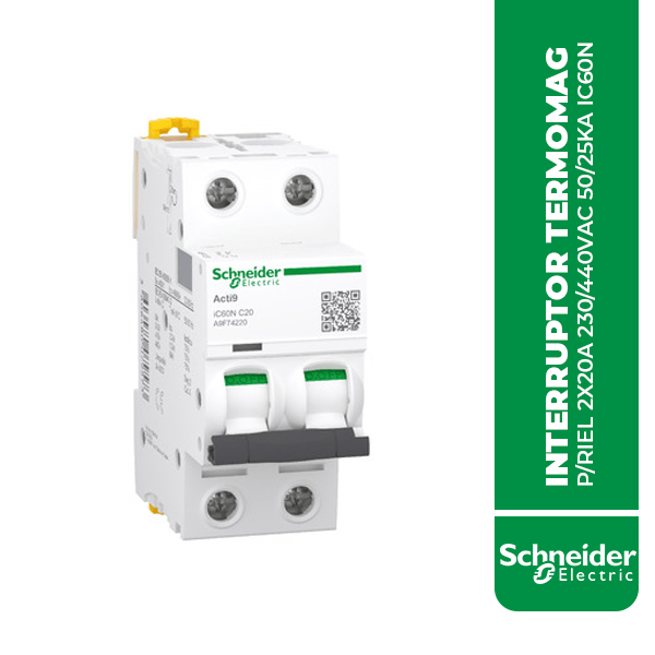 A9F74225 INTERRUPTOR TERMOMAG P/RIEL 2X25A 230/440VAC 50/25KA IC60N