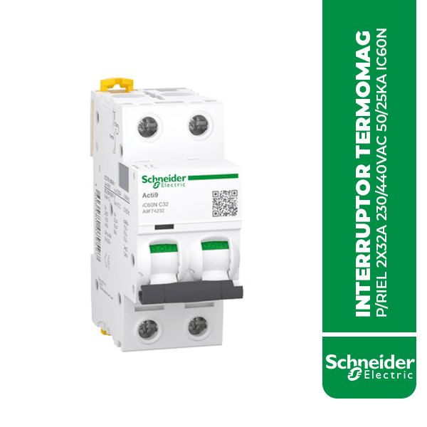 SE.A9F74232 INTERRUPTOR TERMOMAG P/RIEL 2X32A 230/440VAC 50/25KA IC60N