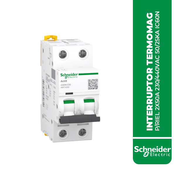 A9F74250 INTERRUPTOR TERMOMAG P/RIEL 2X50A 230/440VAC 50/25KA IC60N