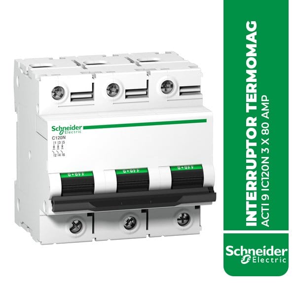 SE.A9N18365 INTERRUPTOR TERMOMAGNETICO ACTI 9 IC120N 3 X 80 AMP
