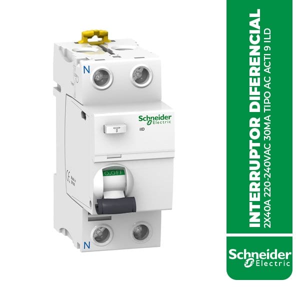 SE.A9R71240 INTERRUPTOR DIFERENCIAL 2X40A 220-240VAC 30MA TIPO AC ACTI 9 ILD