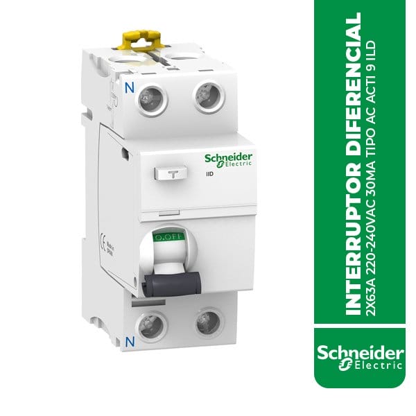 SE.A9R71263 INTERRUPTOR DIFERENCIAL 2X63A 220-240VAC 30MA TIPO AC ACTI 9 ILD
