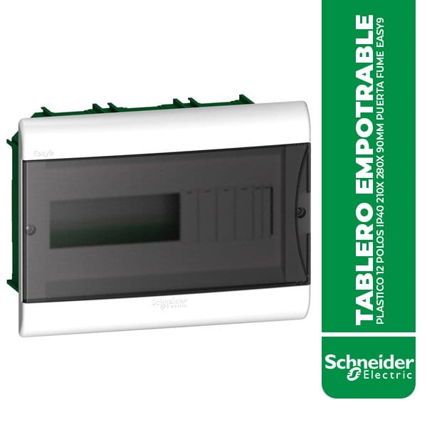 SE.EZ9E3412 TABLERO EMPOTRABLE PLASTICO 12 POLOS IP40 210X 280X 90MM PUERTA FUME EASY9