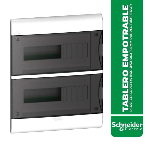 SE.EZ9E3424 TABLERO EMPOTRABLE PLASTICO 24 POLOS IP40 385X 310X 102MM PUERTA FUME EASY9