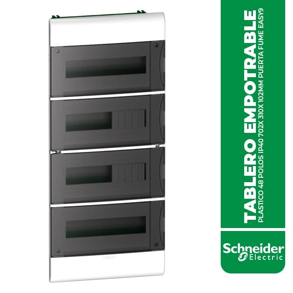 SE.EZ9E3448 TABLERO EMPOTRABLE PLASTICO 48 POLOS IP40 702X 310X 102MM PUERTA FUME EASY9