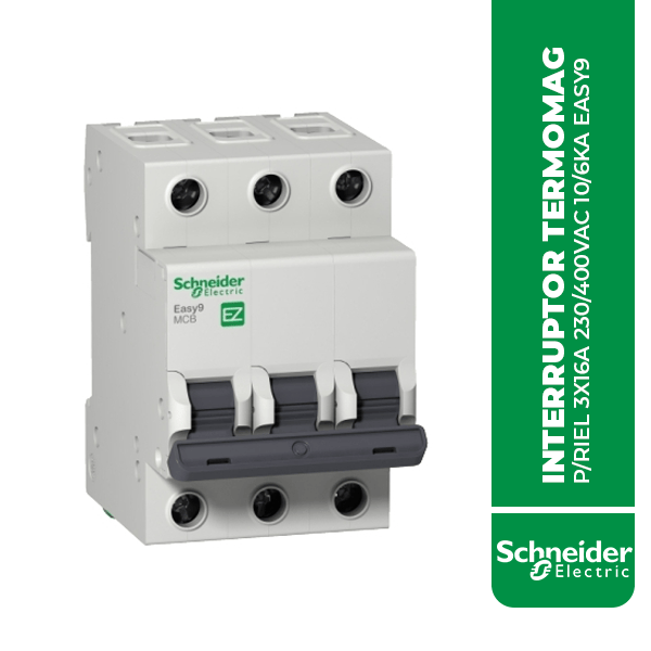 SE.EZ9F56316 INTERRUPTOR TERMOMAG P/RIEL 3X16A 230/400VAC 10/6KA EASY9