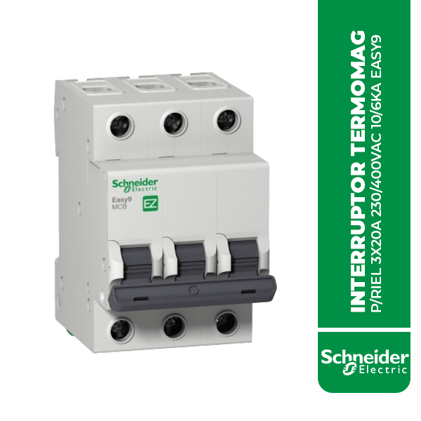 EZ9F56320 INTERRUPTOR TERMOMAG P/RIEL 3X20A 230/400VAC 10/6KA EASY9
