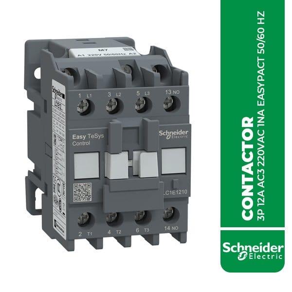 SE.LC1E1210M7 CONTACTOR 3P 12A AC3 220VAC 1NA EASYPACT 50/60 HZ