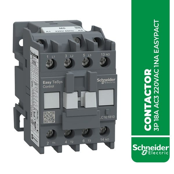 SE.LC1E1810M6 CONTACTOR 3P 18A AC3 220VAC 1NA EASYPACT